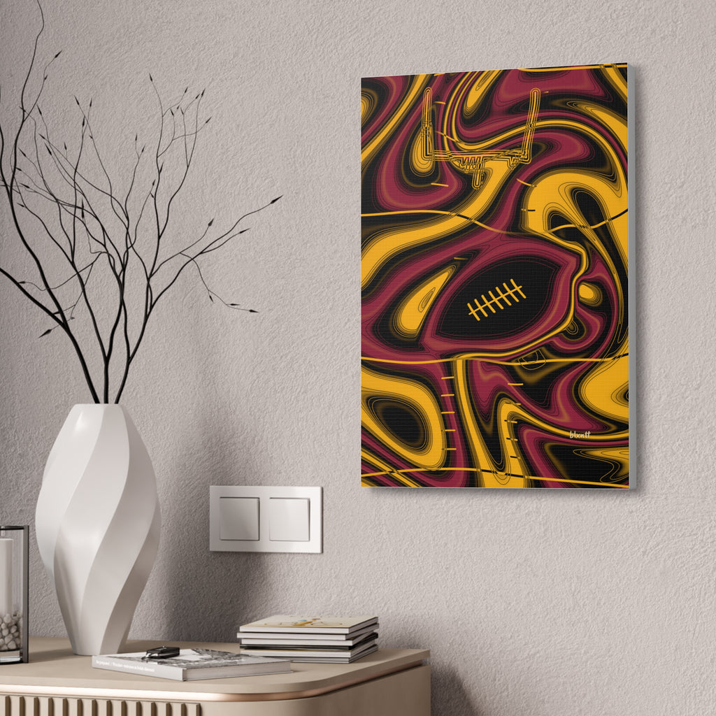 Cardinal Red, Black & Gold Trippy Football Glossy Canvas