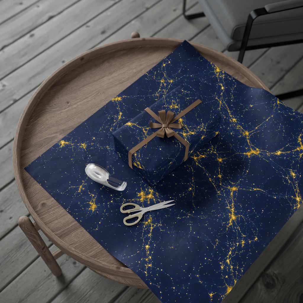Neon Mycelium - Mustard Navy Wrapping Paper