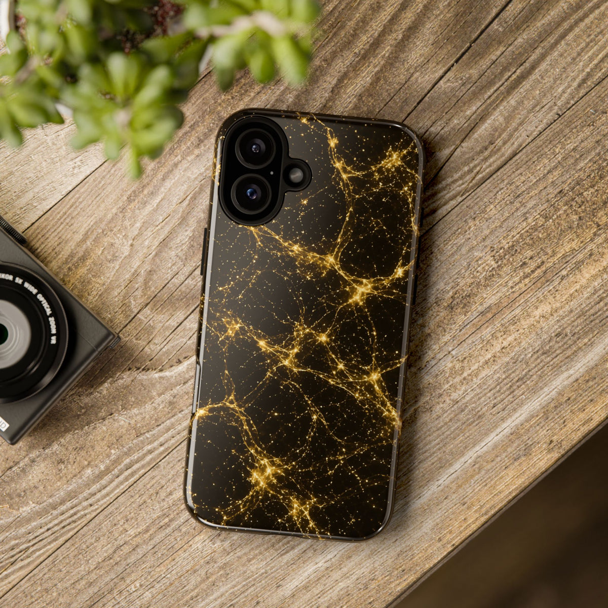 Neon Mycelium - Gold Filigree Phone Case