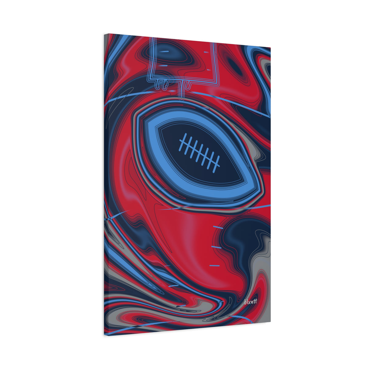 Navy, Light Blue & Red Trippy Football Canvas