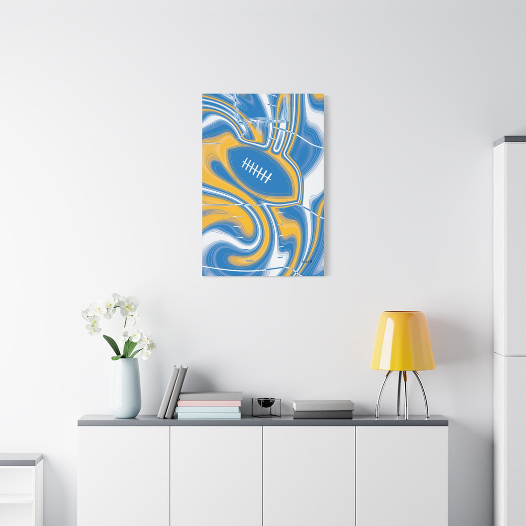 Powder Blue & Gold Trippy Football Canvas
