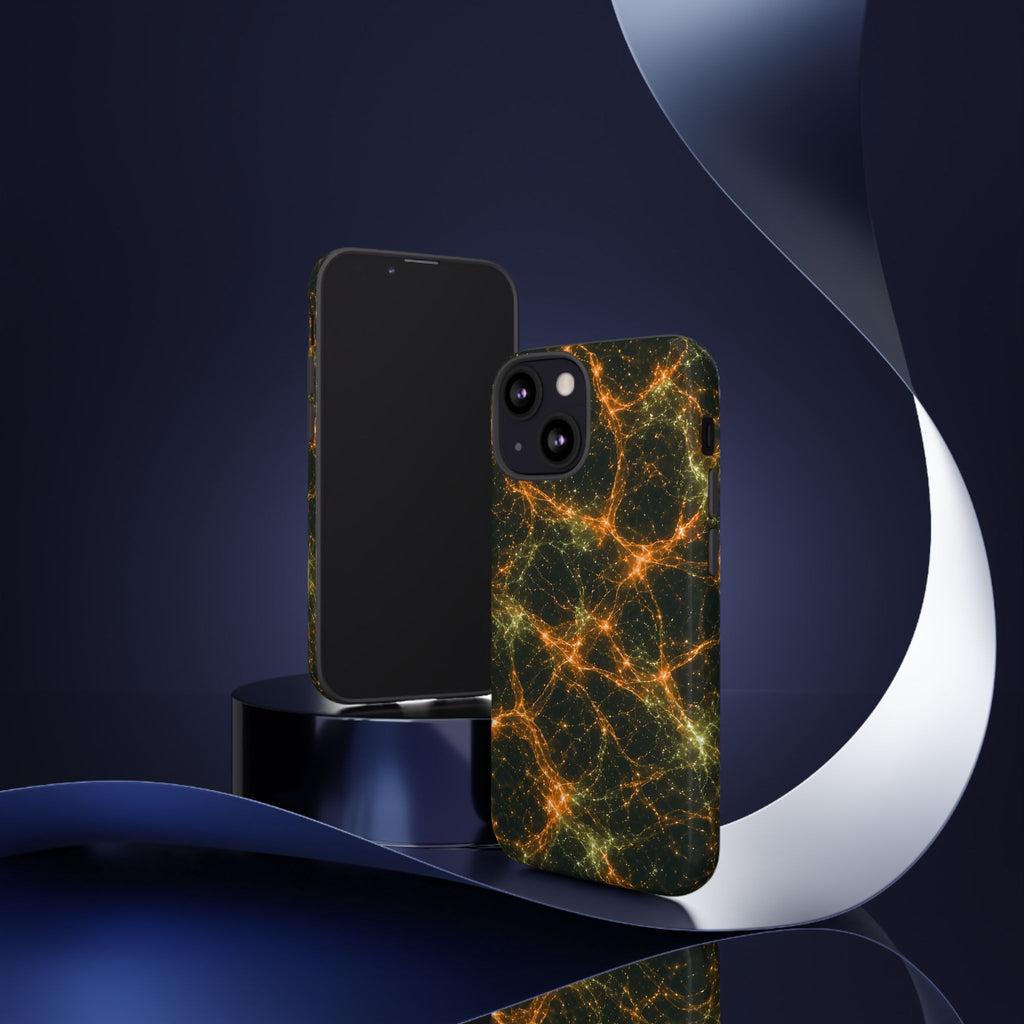 Neon Mycelium - Electric Tangerine Teal Phone Case