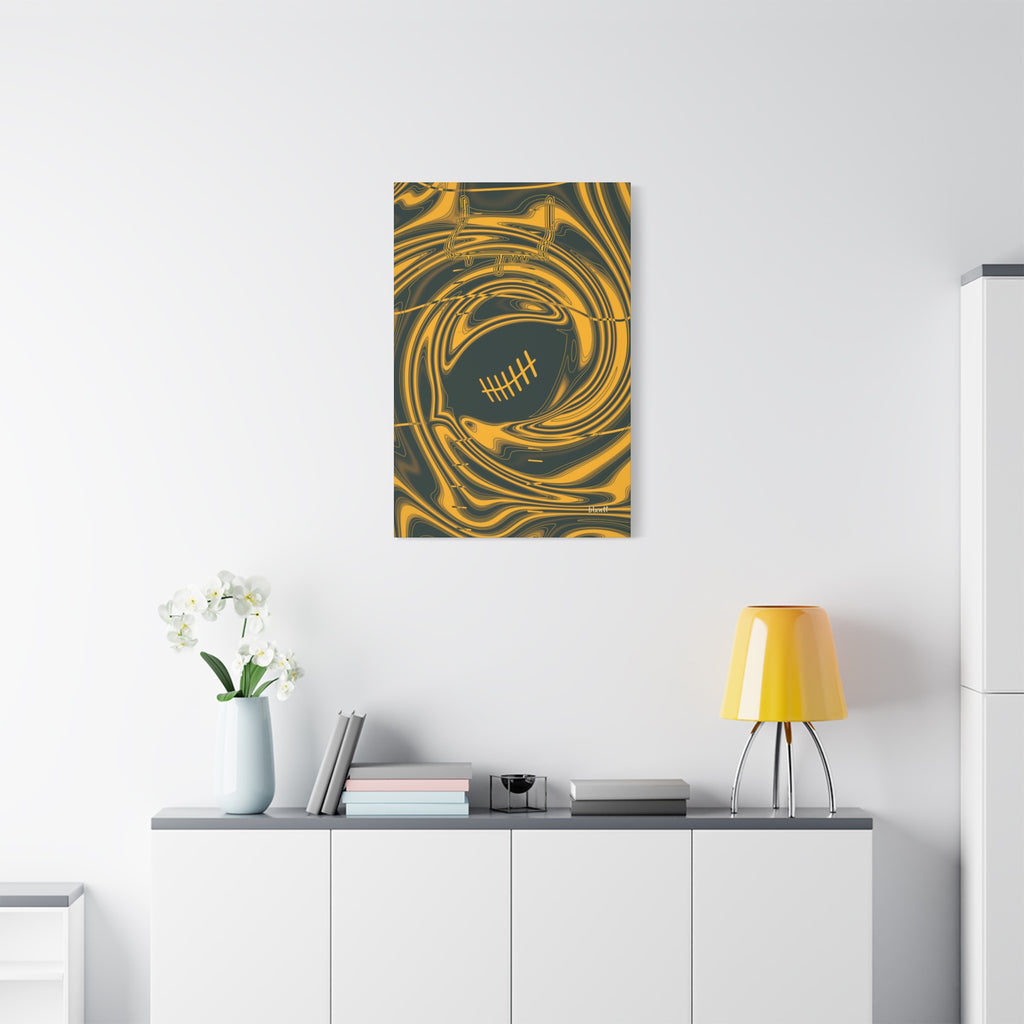 Green & Gold Trippy Football Canvas