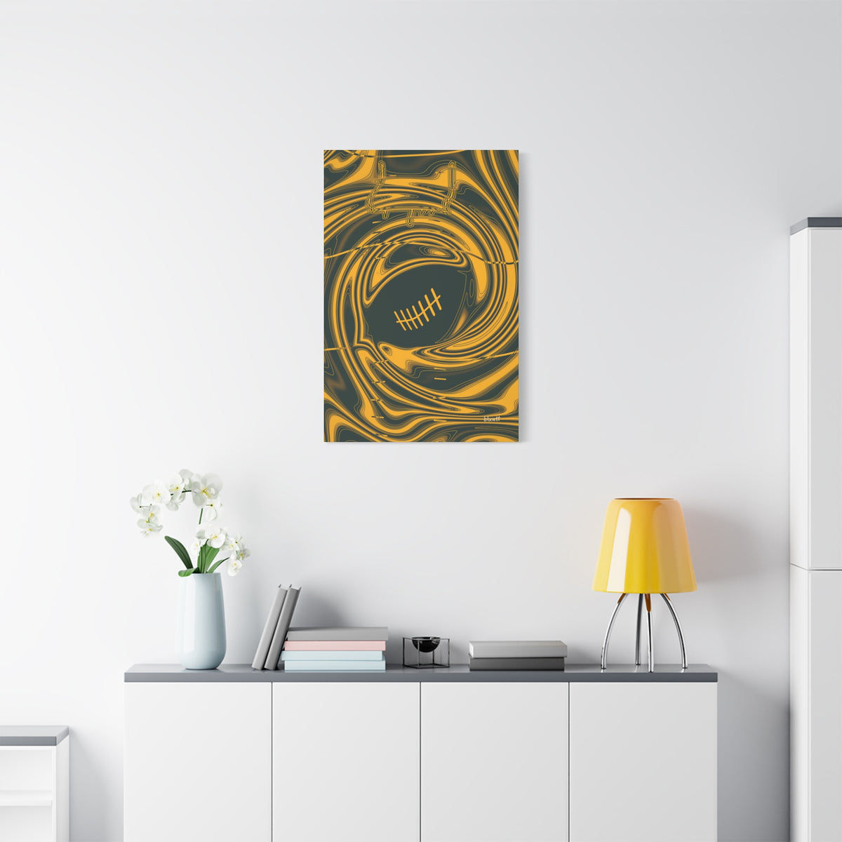 Green & Gold Trippy Football Canvas