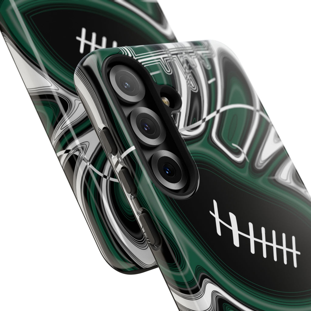 Hunter Green & White Trippy Football Phone Case