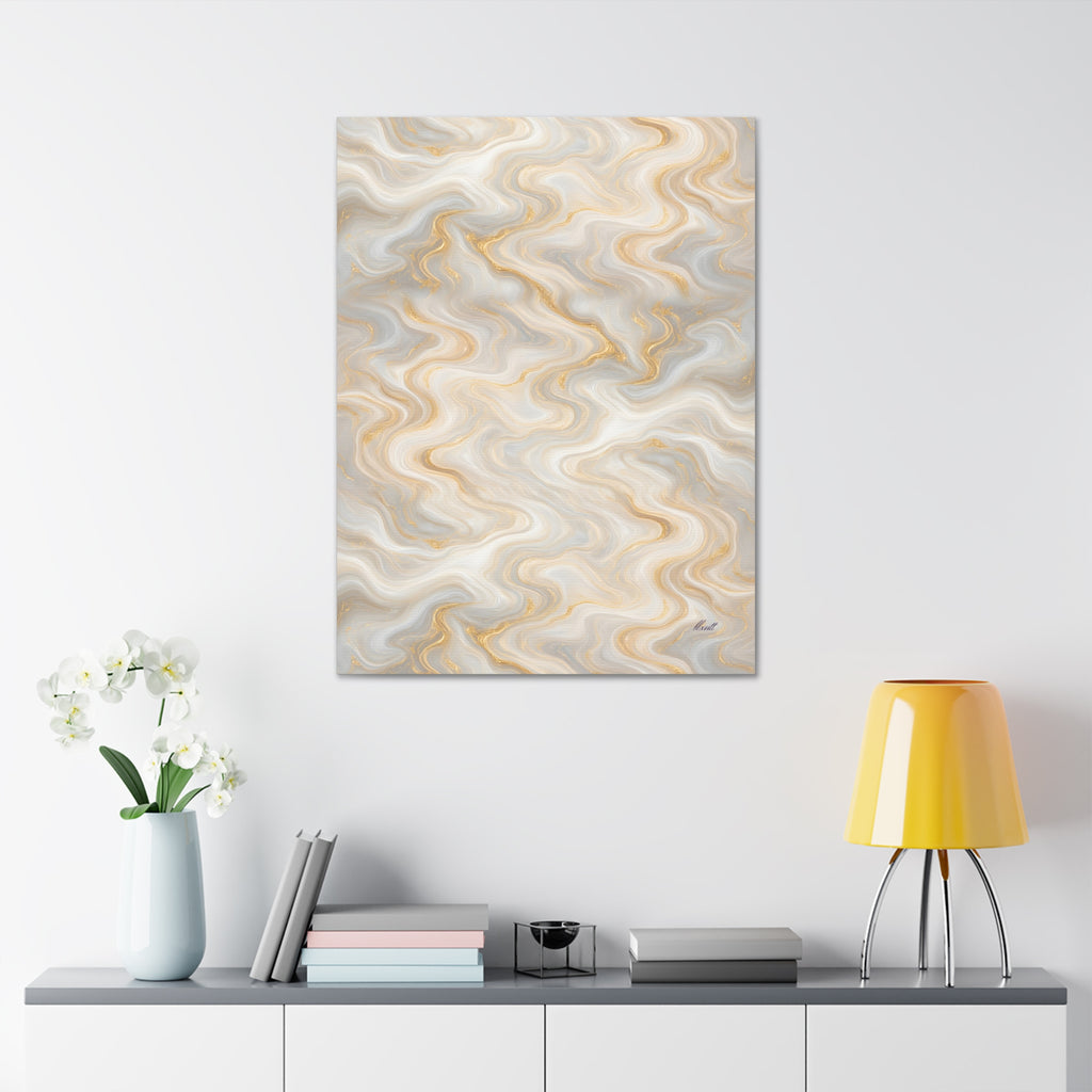 White & Gold Marble Glossy Canvas