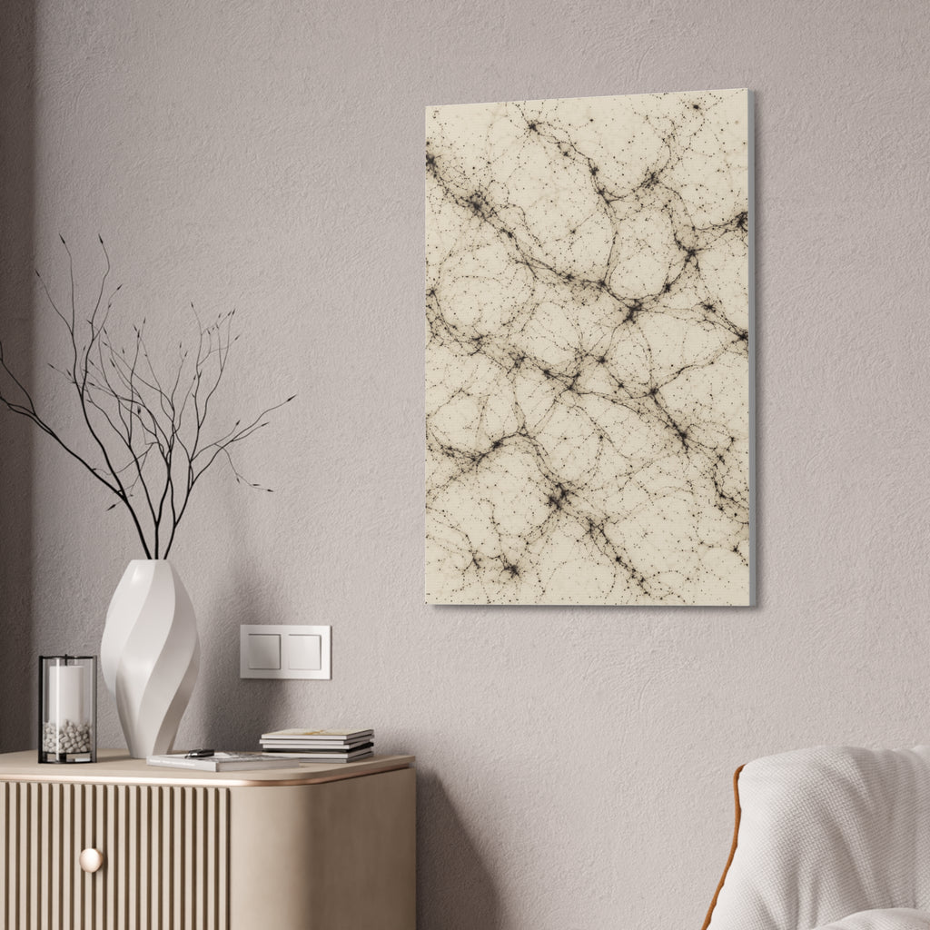 Neon Mycelium - Ink on Paper Glossy Canvas