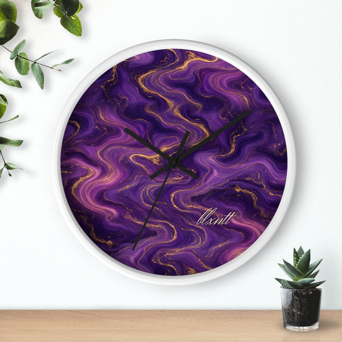 Royal Purple Marble Wall Clock