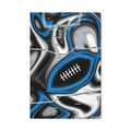 Bright Blue & Silver Trippy Football Canvas