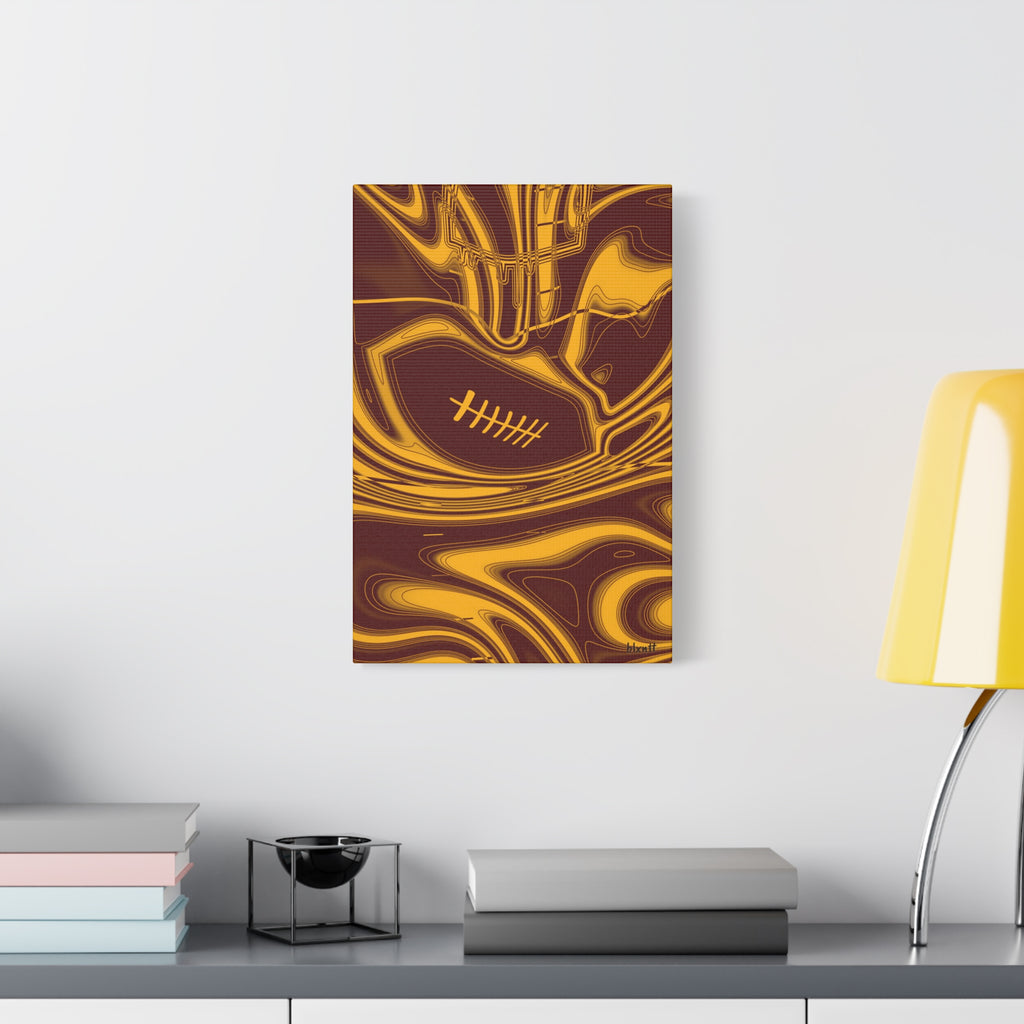 Burgundy & Gold Trippy Football Canvas