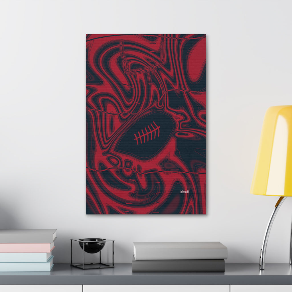 Midnight Navy & Red Trippy Football Glossy Canvas