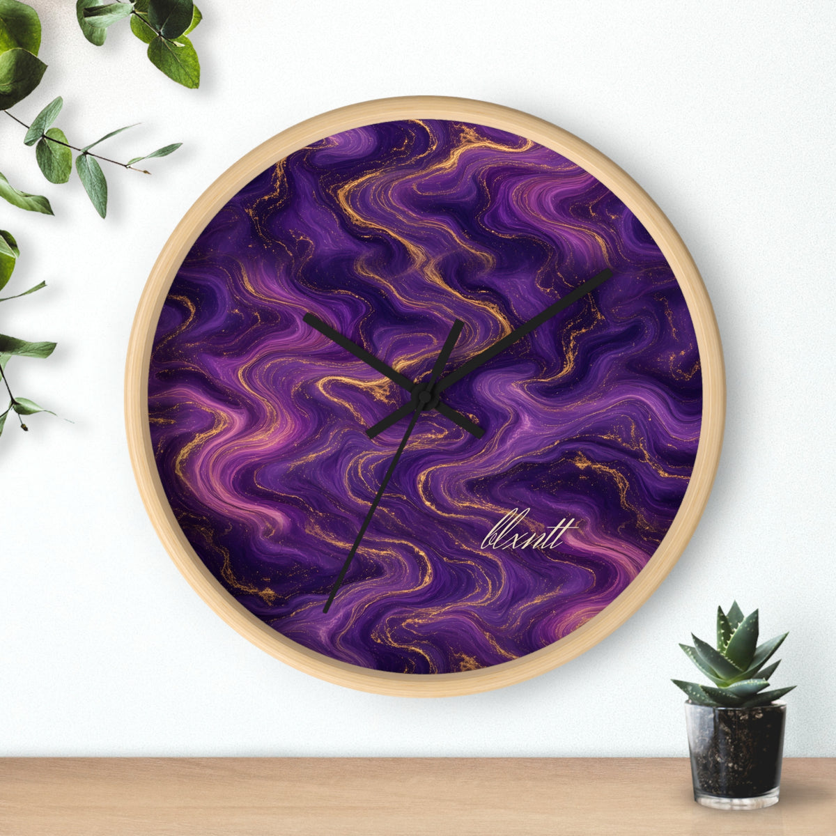 Royal Purple Marble Wall Clock