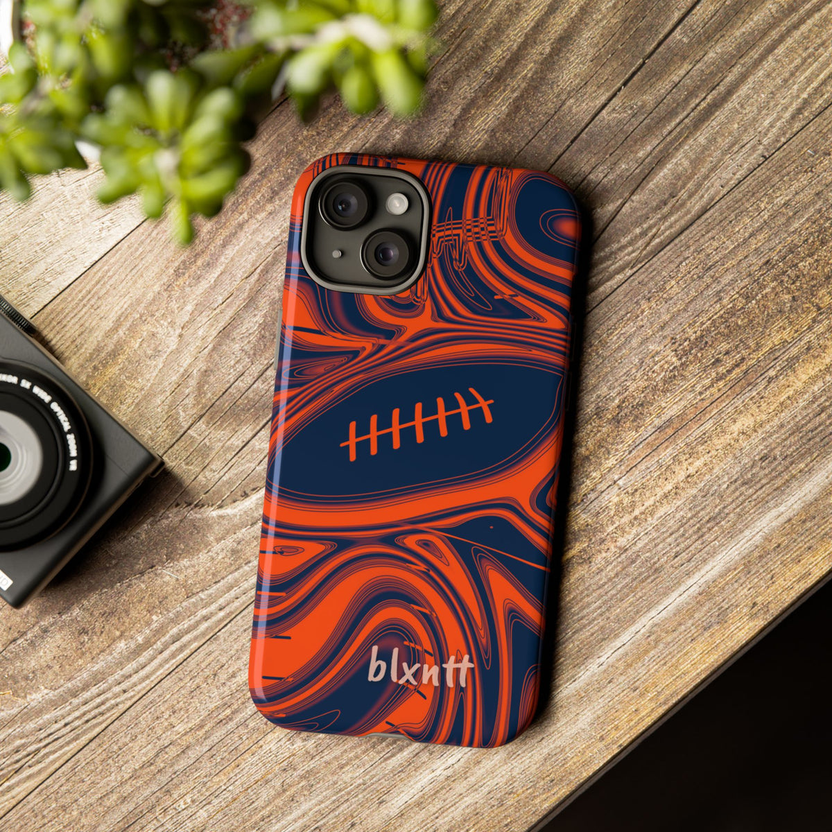 Orange & Navy Trippy Football Phone Case