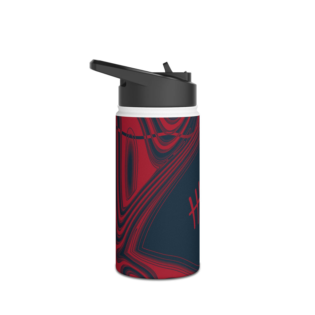 Midnight Navy & Red Trippy Football Water Bottle