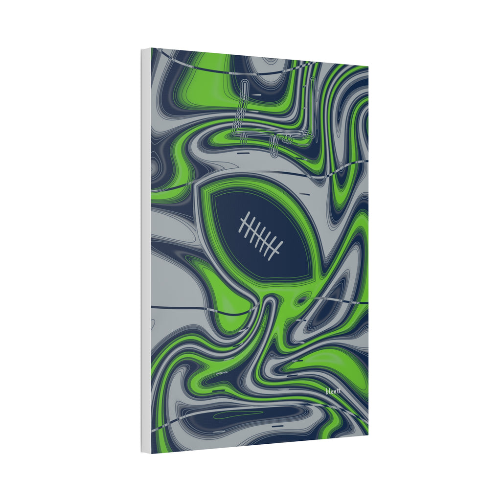 Navy & Neon Green Trippy Football Glossy Canvas