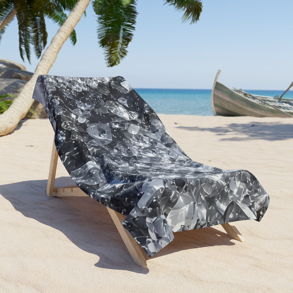 Geode Core - Silver Smoke Beach Towel