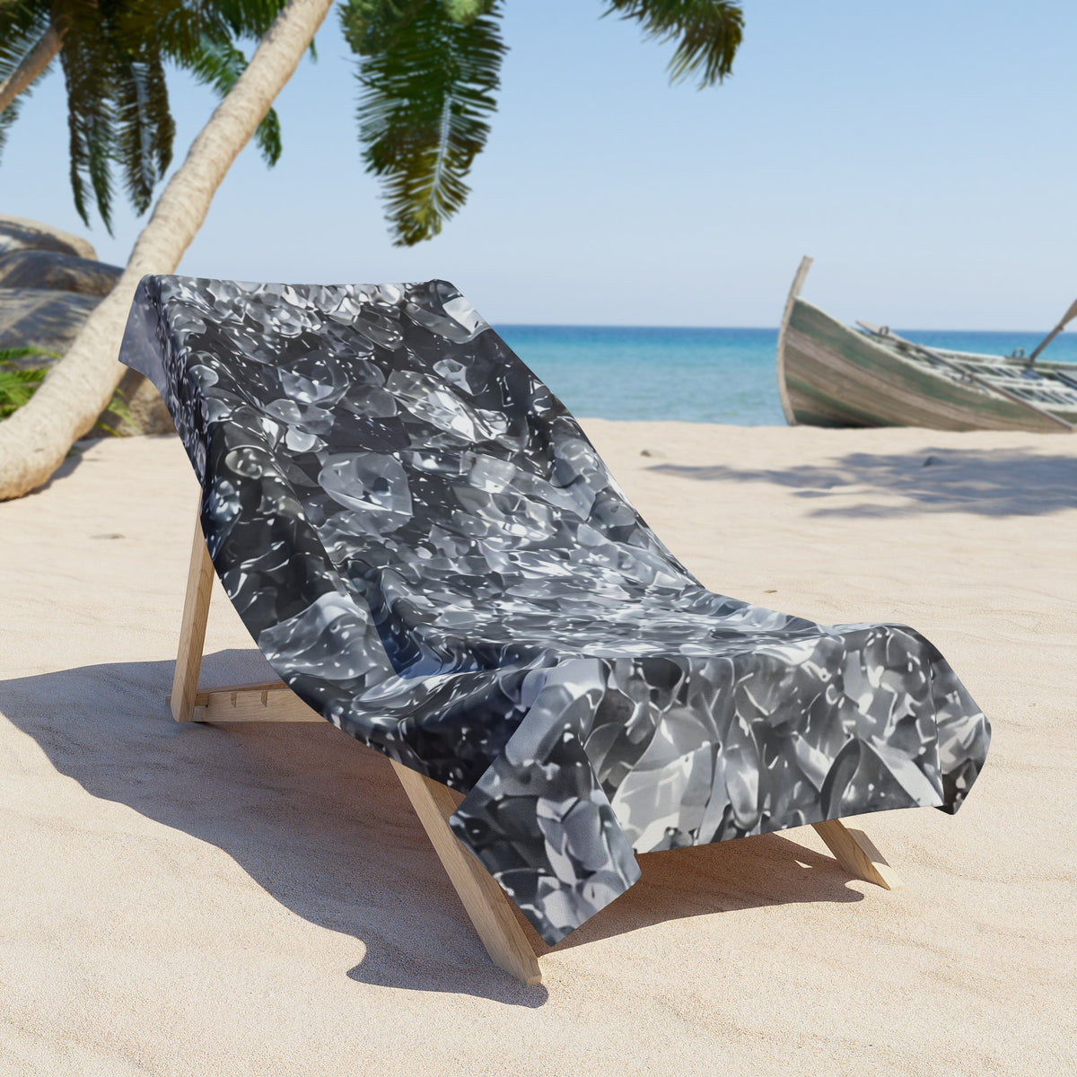 Geode Core - Silver Smoke Beach Towel