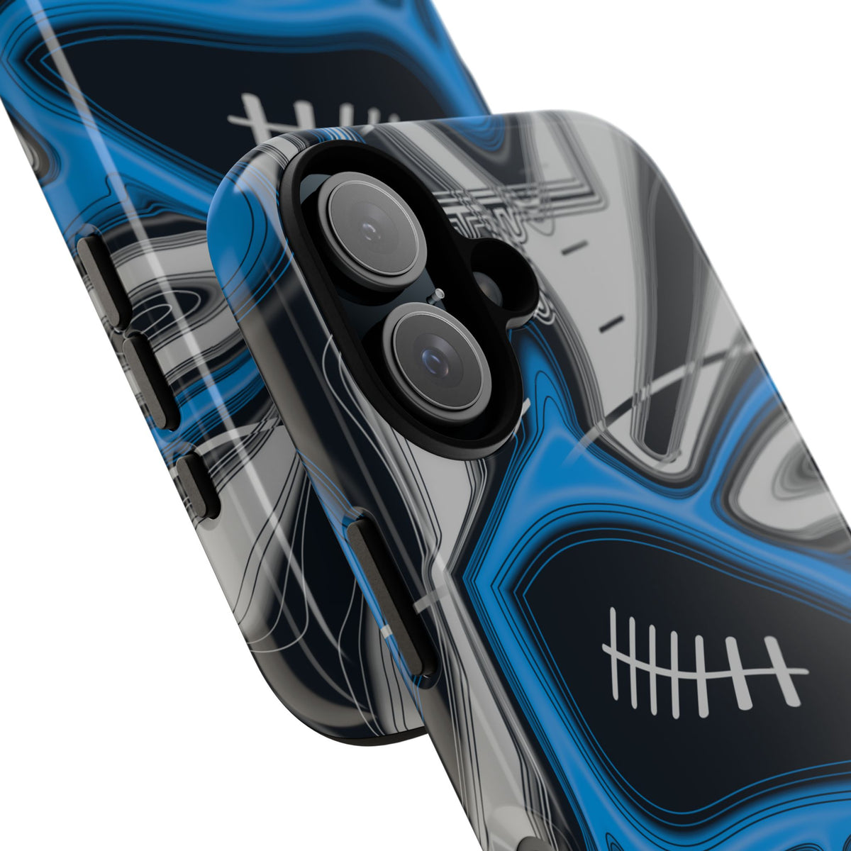 Sky Blue, Black & Silver Trippy Football Phone Case