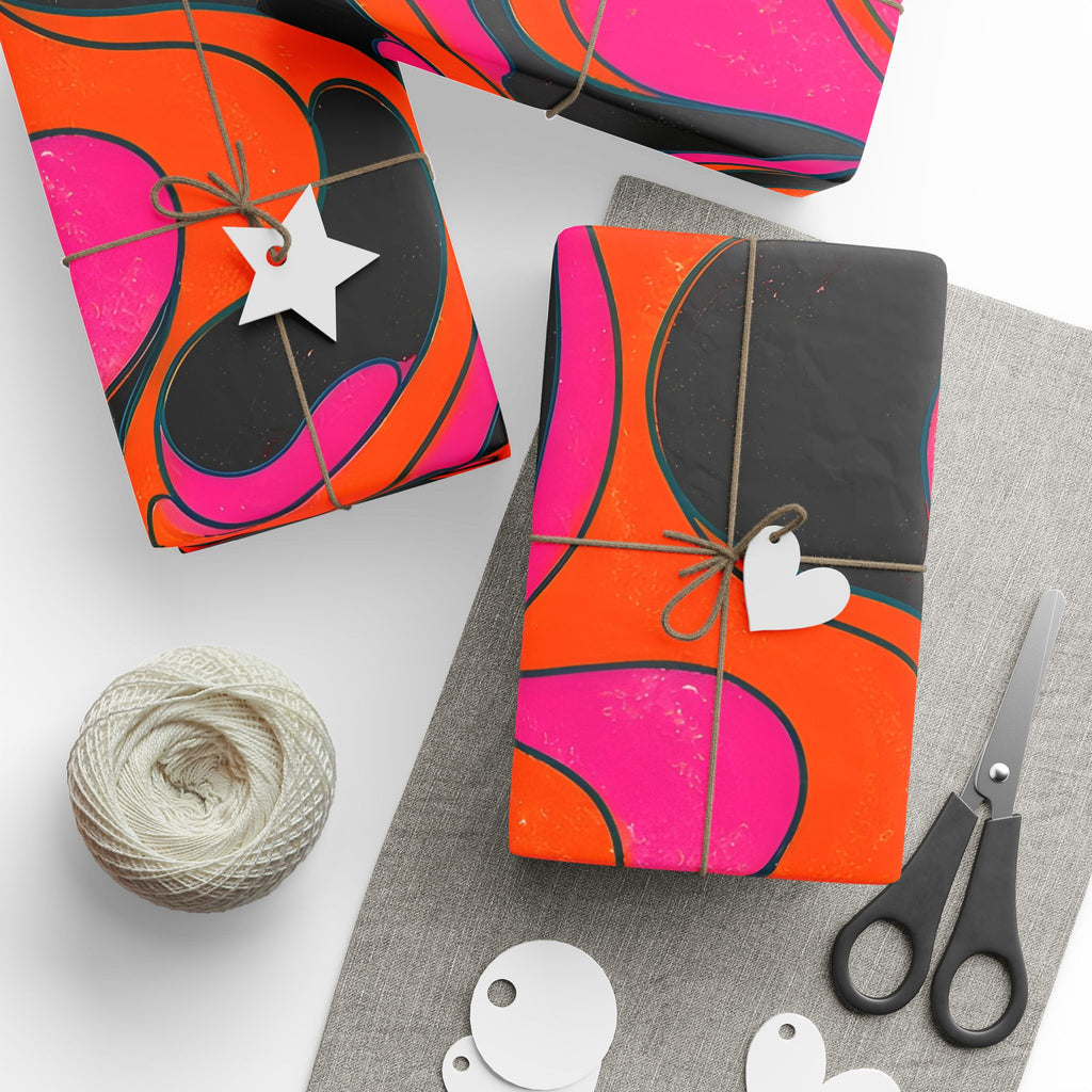 Fillmore Flow - Neon Orange & Magenta Wrapping Paper