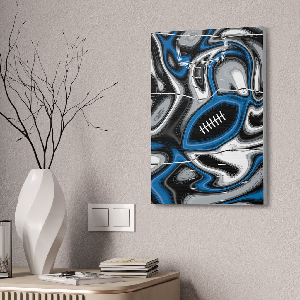 Bright Blue & Silver Trippy Football Glossy Canvas