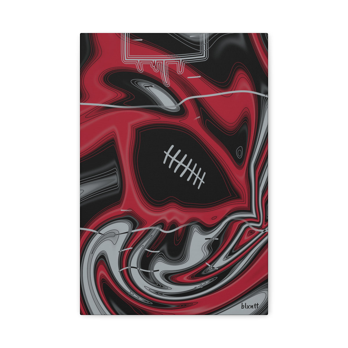Red, Black & Silver Trippy Football Canvas