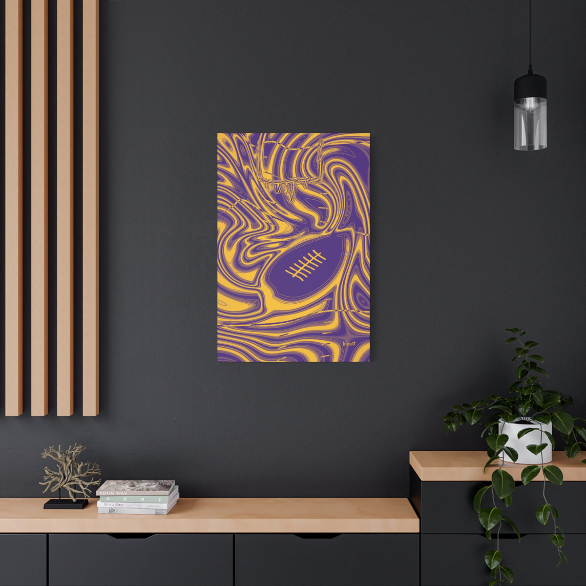 Purple & Gold Trippy Football Canvas