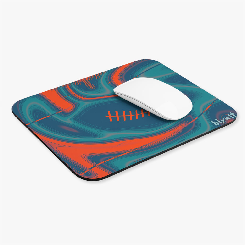 Aqua & Orange Trippy Football Mouse Pad