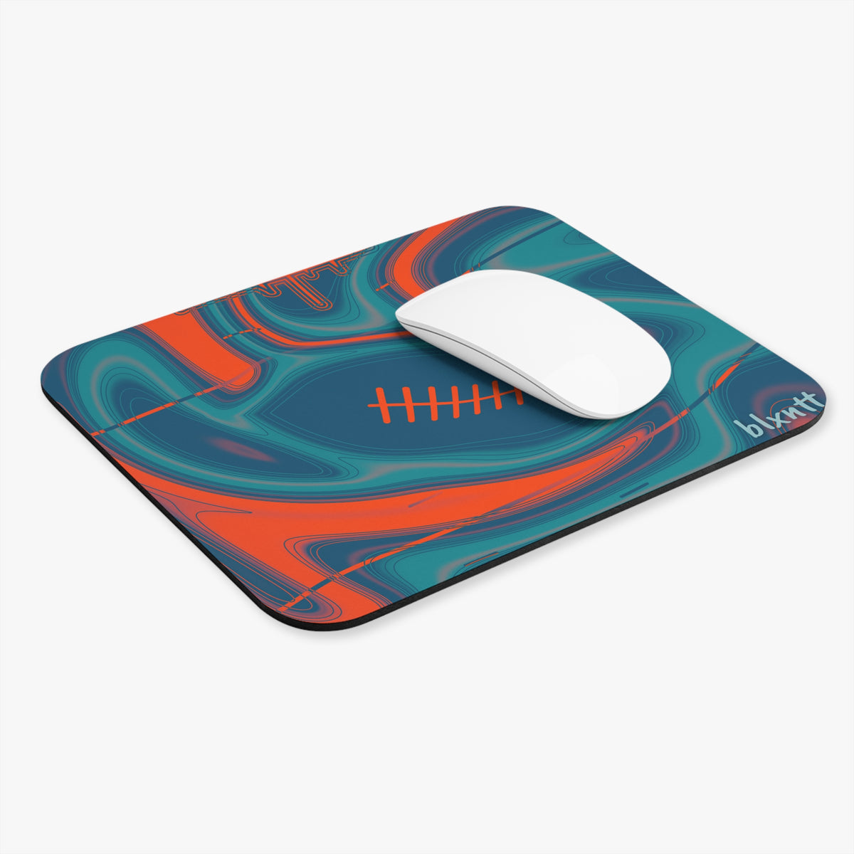 Aqua & Orange Trippy Football Mouse Pad
