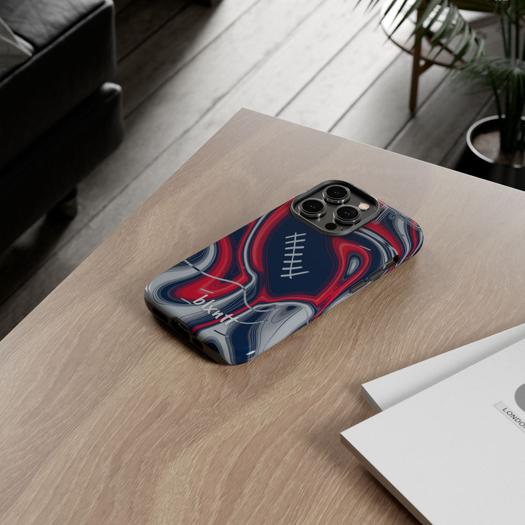 Navy, Red & Silver Trippy Football Phone Case
