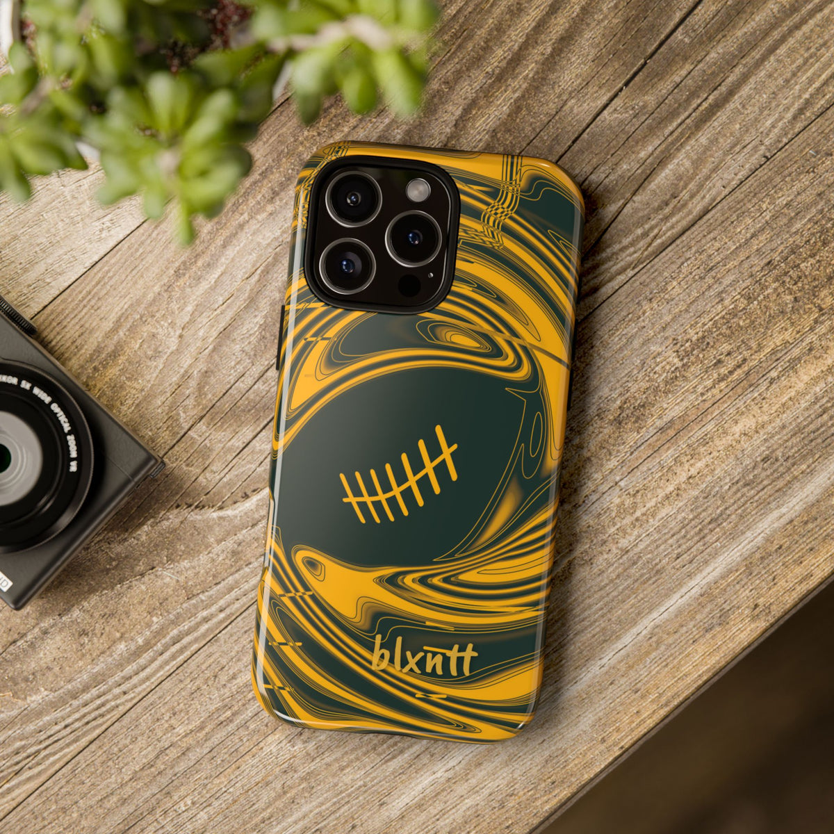 Green & Gold Trippy Football Phone Case
