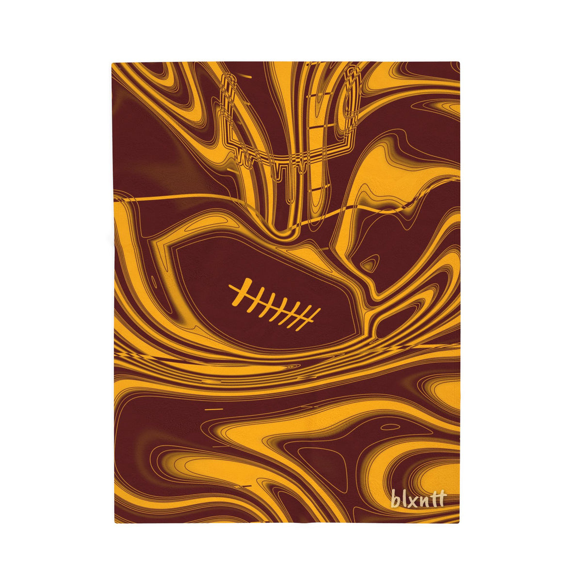 Burgundy & Gold Trippy Football Blanket