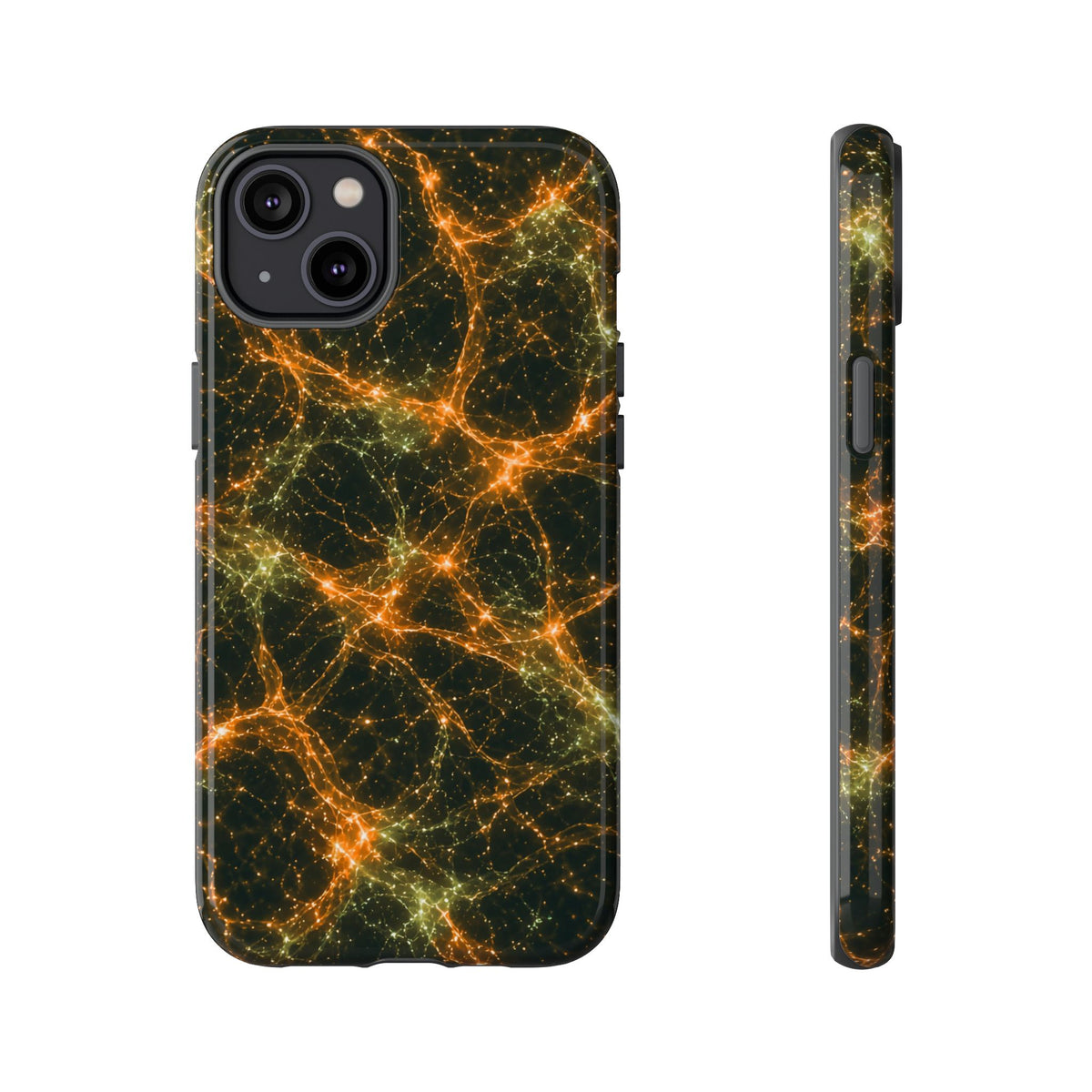 Neon Mycelium - Electric Tangerine Teal Phone Case