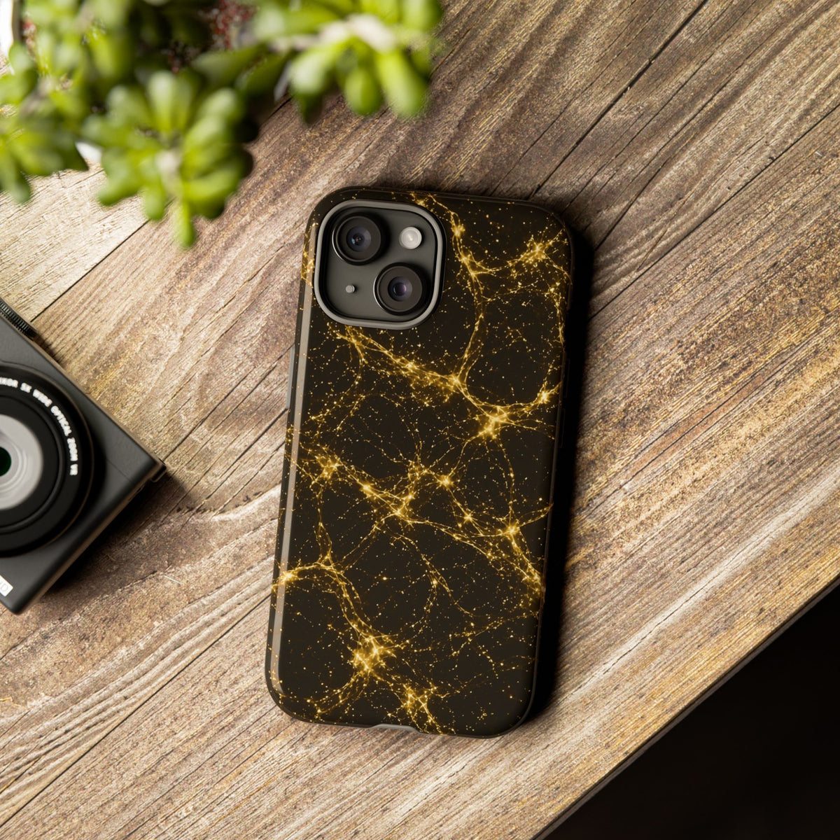 Neon Mycelium - Gold Filigree Phone Case