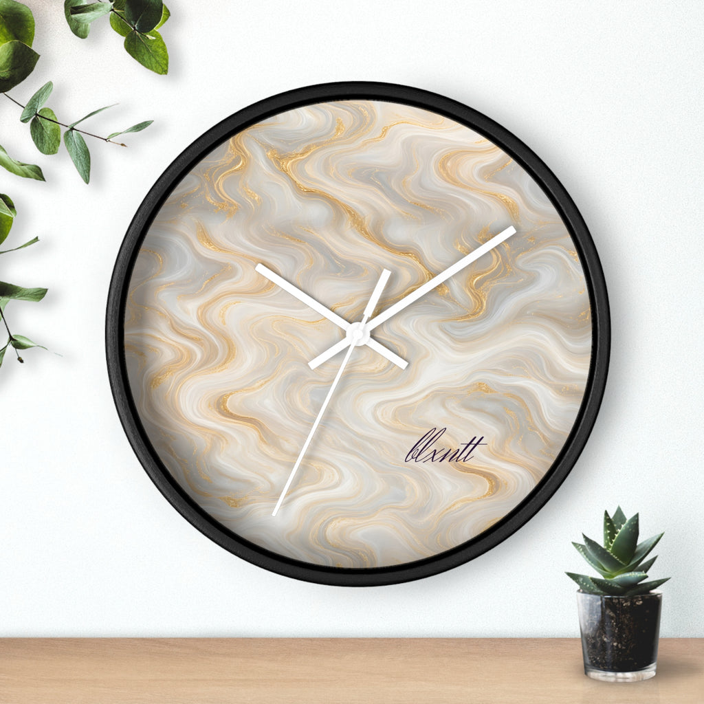 White & Gold Marble Wall Clock