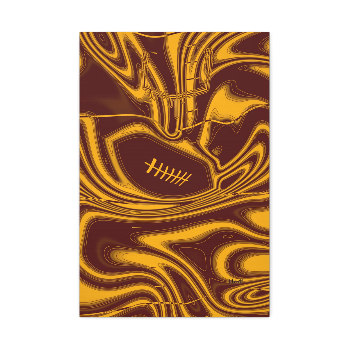 Burgundy & Gold Trippy Football Glossy Canvas