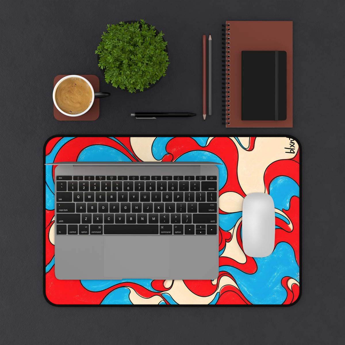 Fillmore Flow - Red, Cyan & Cream Desk Mat