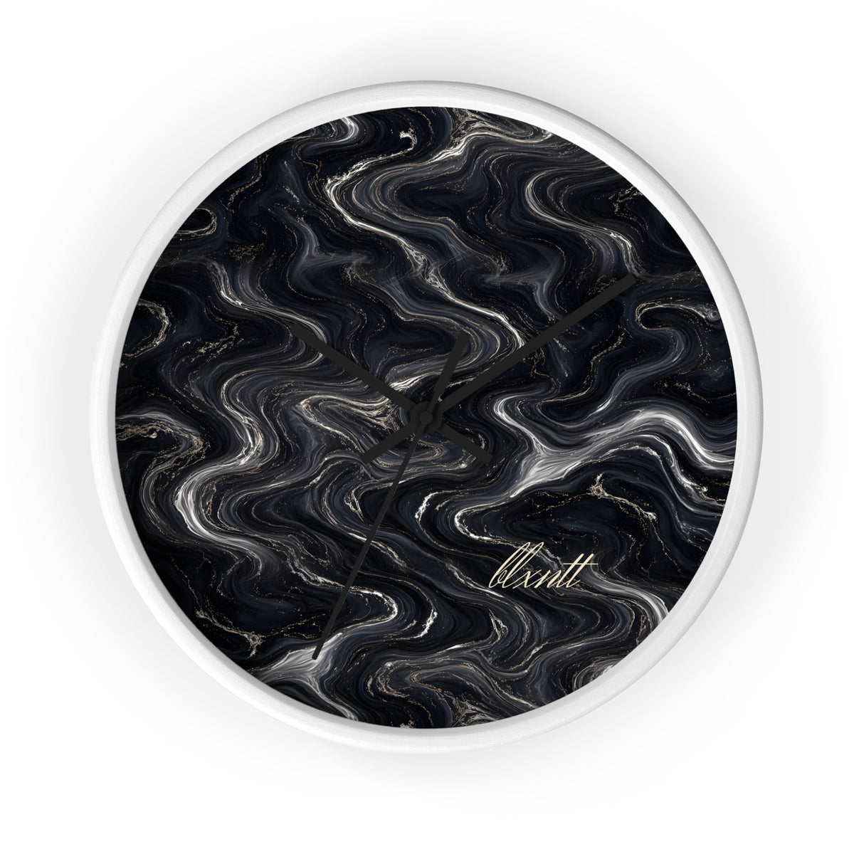 Black & Silver Marble Wall Clock