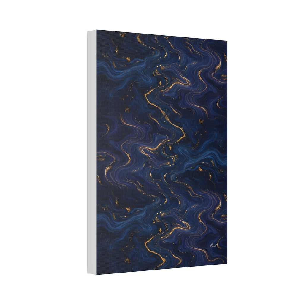 Navy & Gold Marble Glossy Canvas