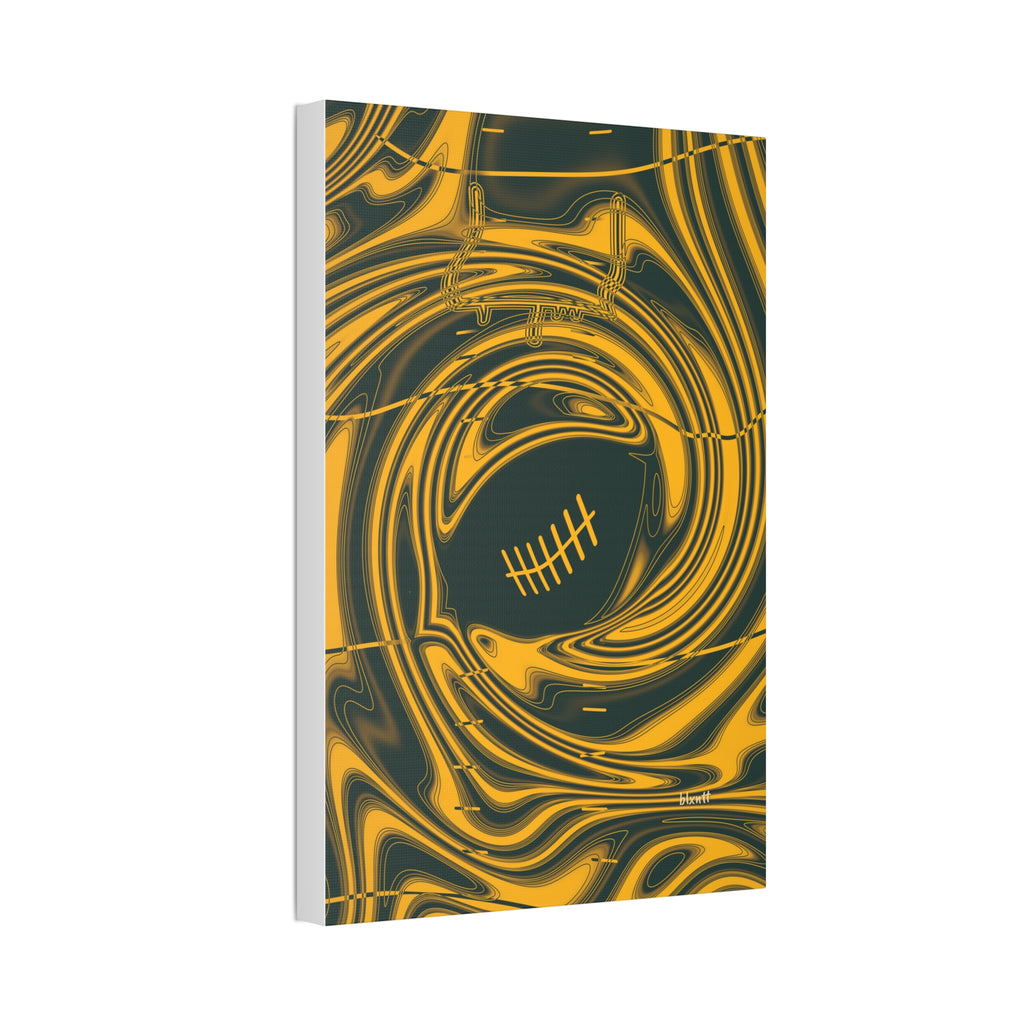 Green & Gold Trippy Football Glossy Canvas