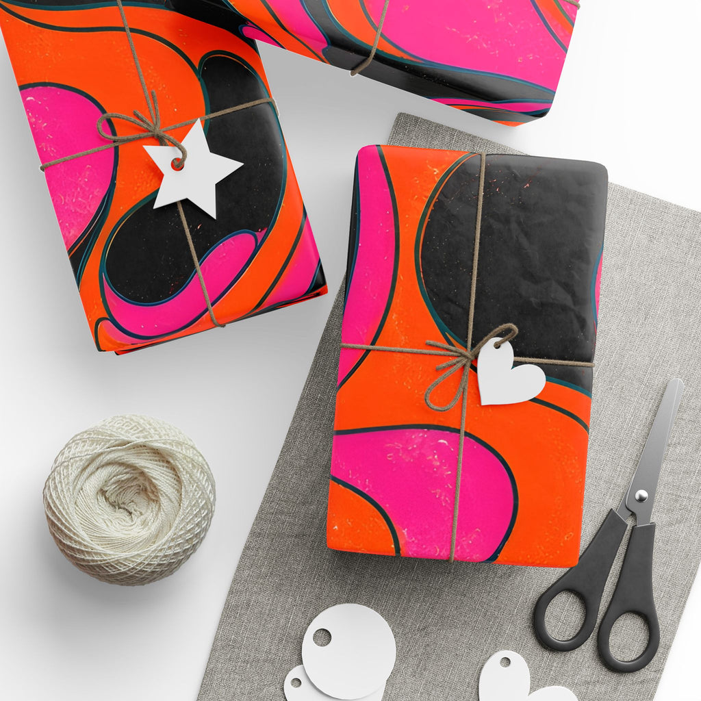 Fillmore Flow - Neon Orange & Magenta Wrapping Paper