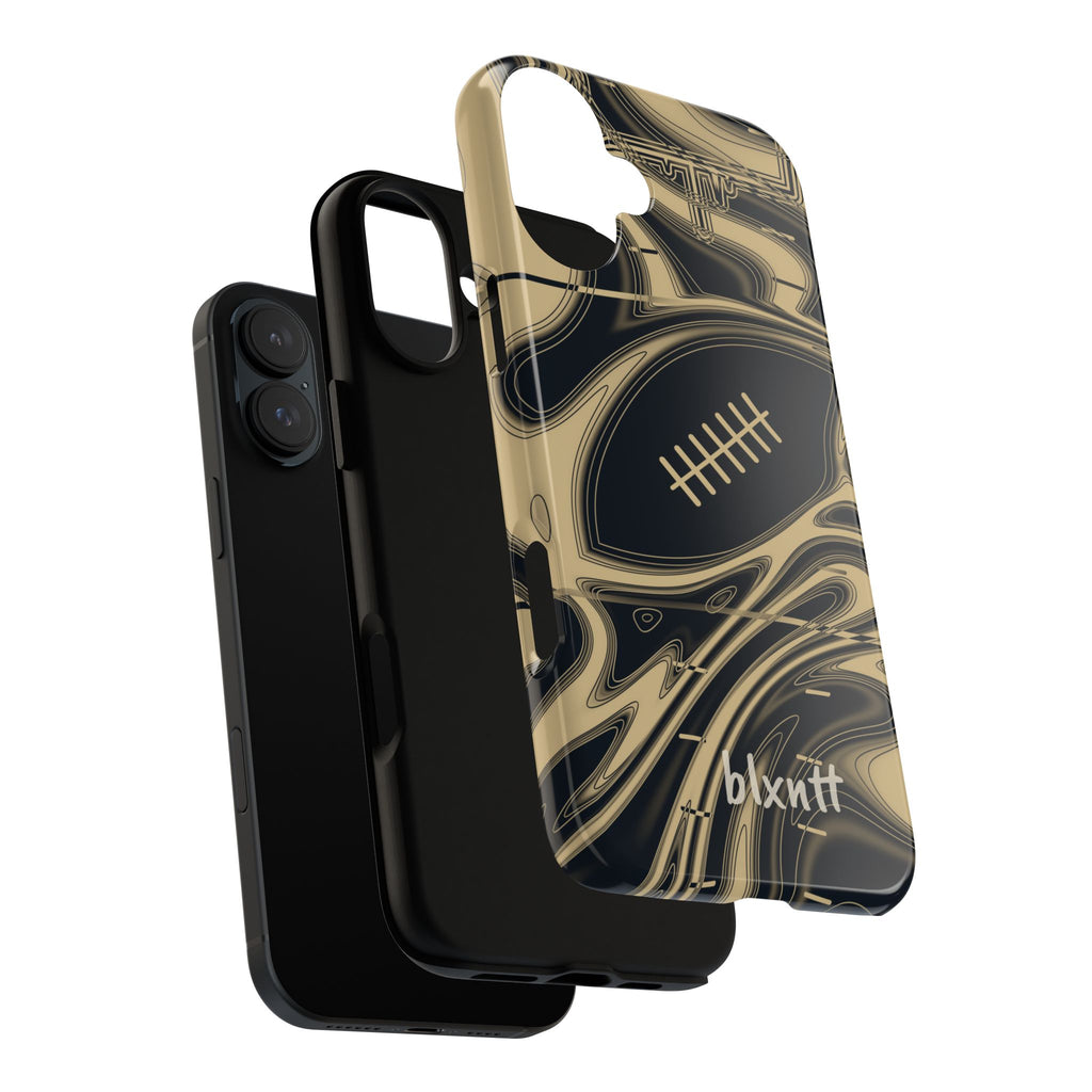 Old Gold & Black Trippy Football Phone Case
