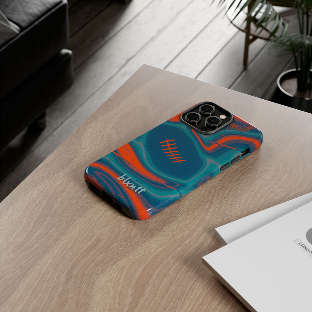 Aqua & Orange Trippy Football Phone Case