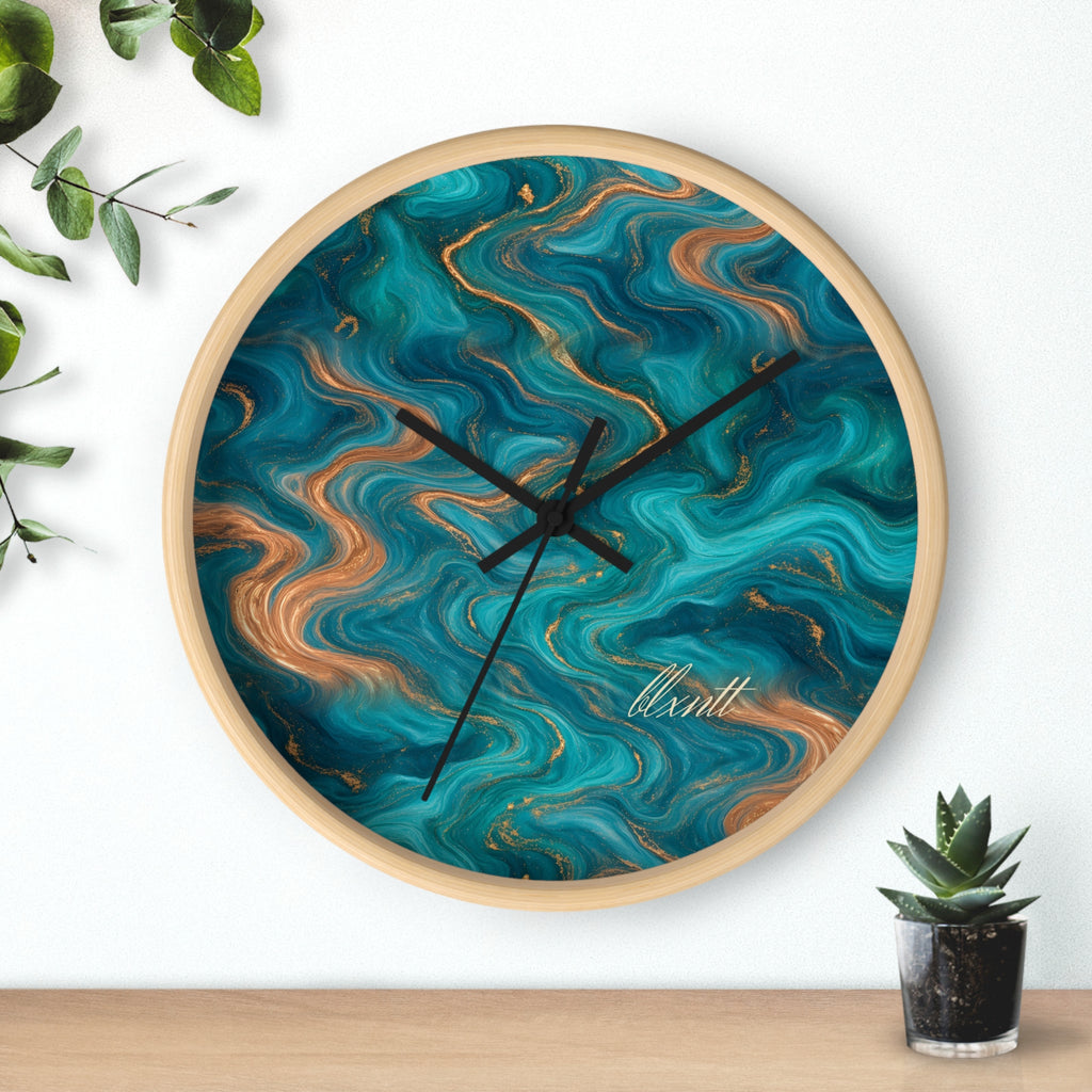 Turquoise & Copper Marble Wall Clock