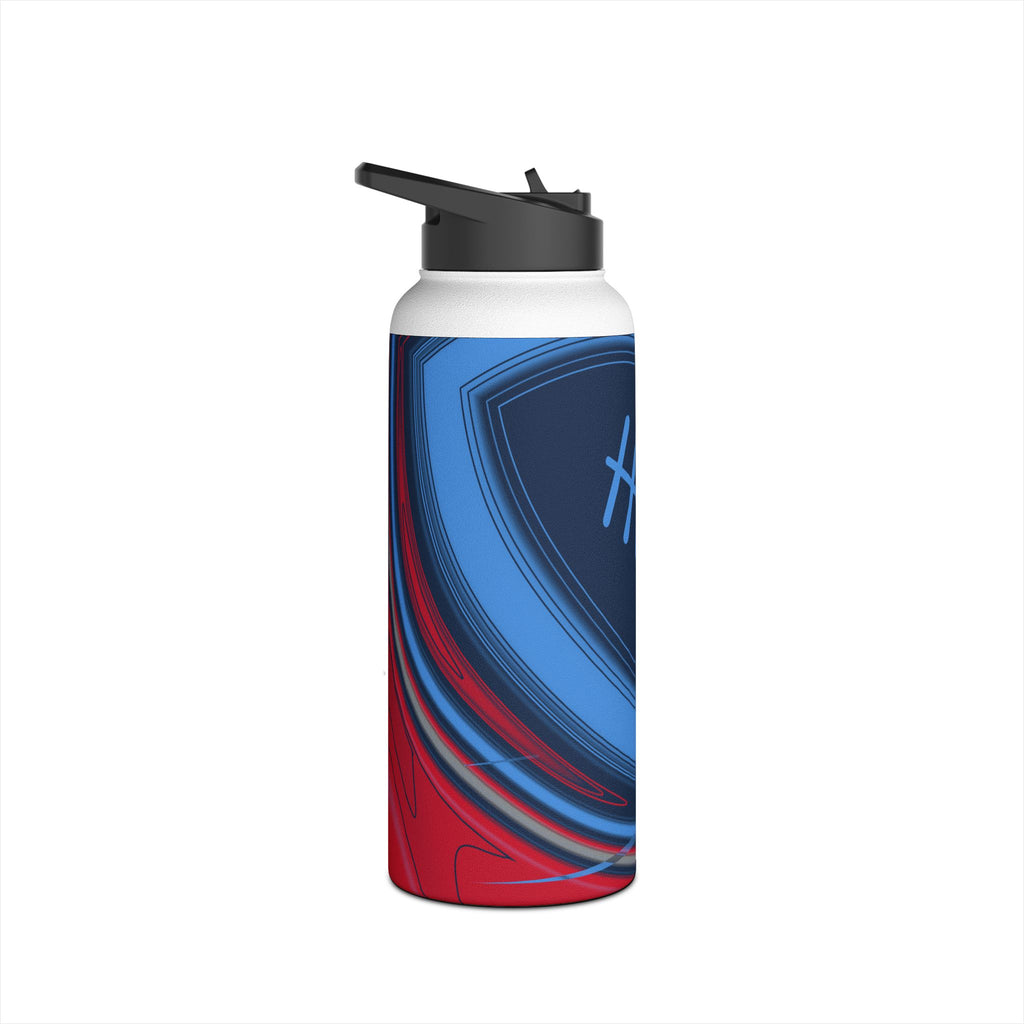 Navy, Light Blue & Red Trippy Football Water Bottle