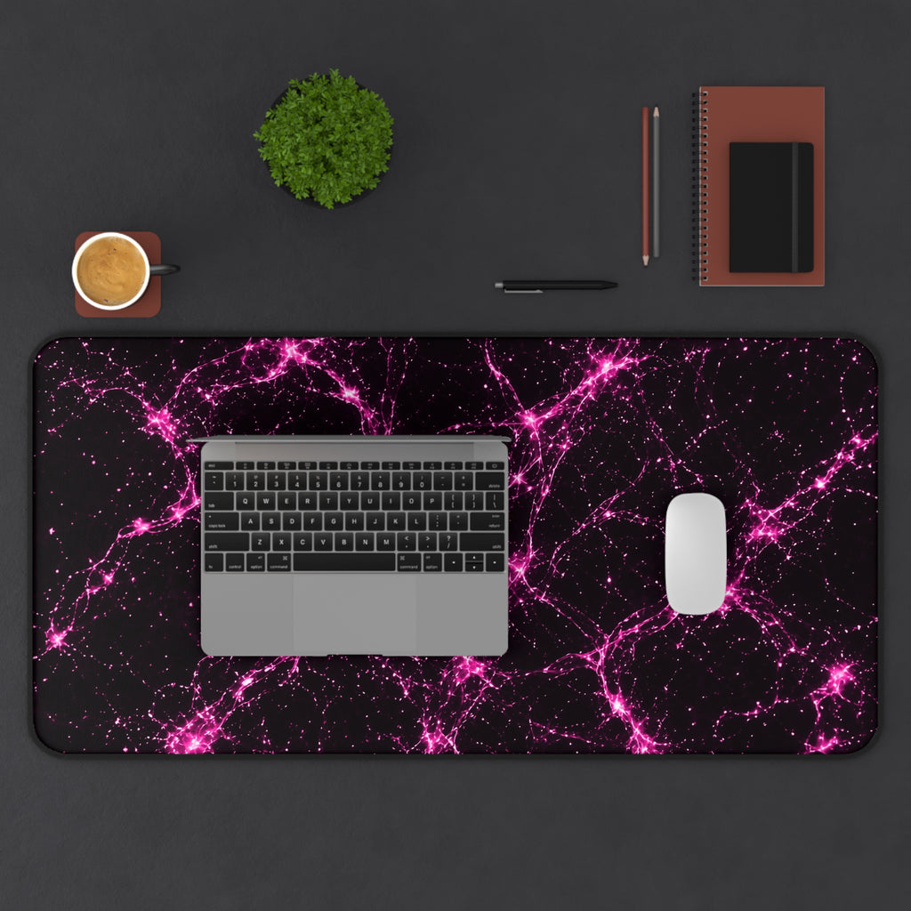 Neon Mycelium - Hot Pink Pulse Desk Mat