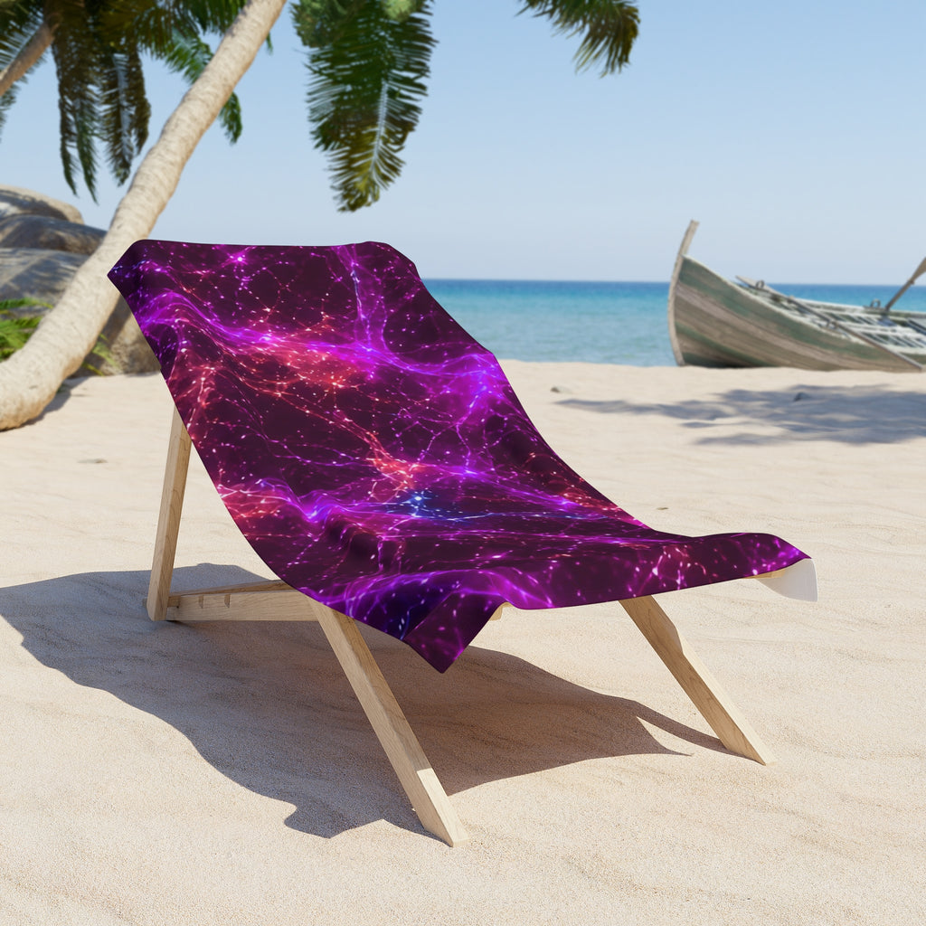Neon Mycelium - Ember Orchid Beach Towel