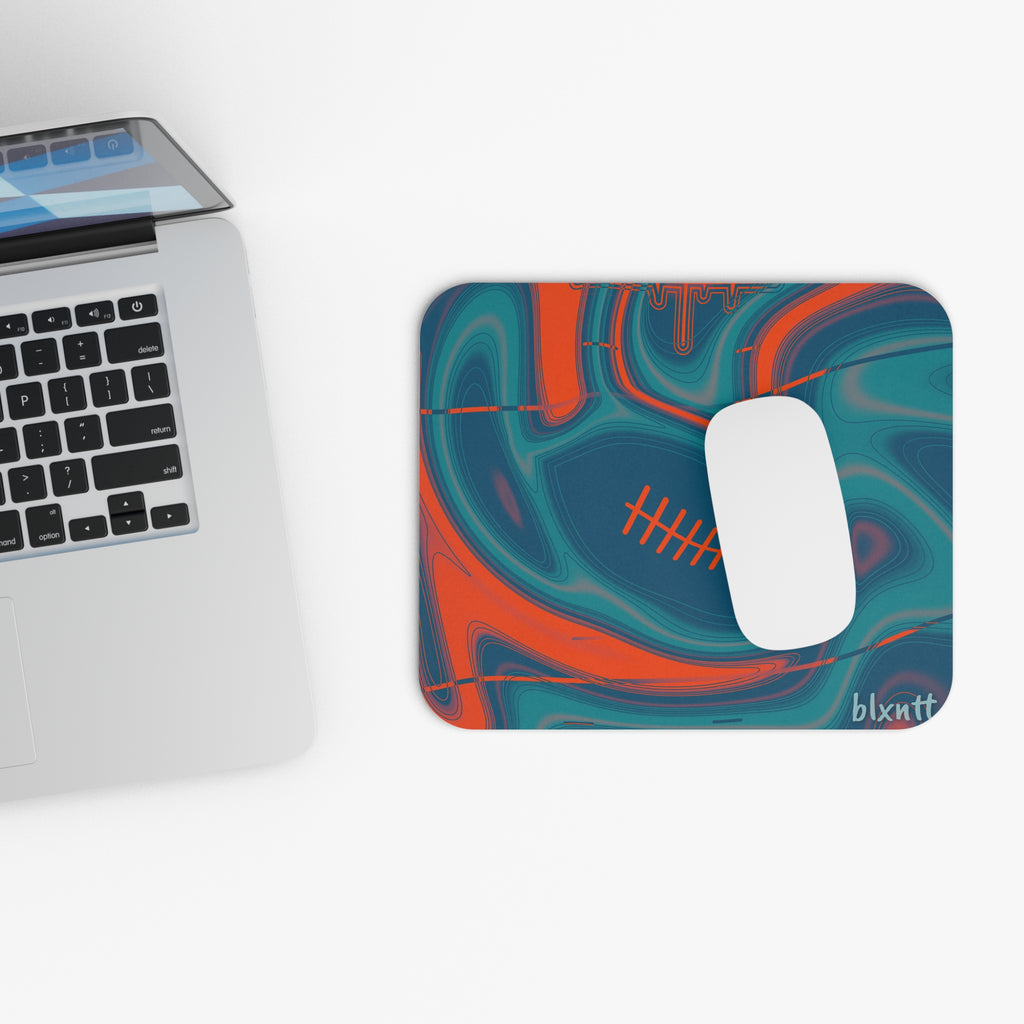 Aqua & Orange Trippy Football Mouse Pad