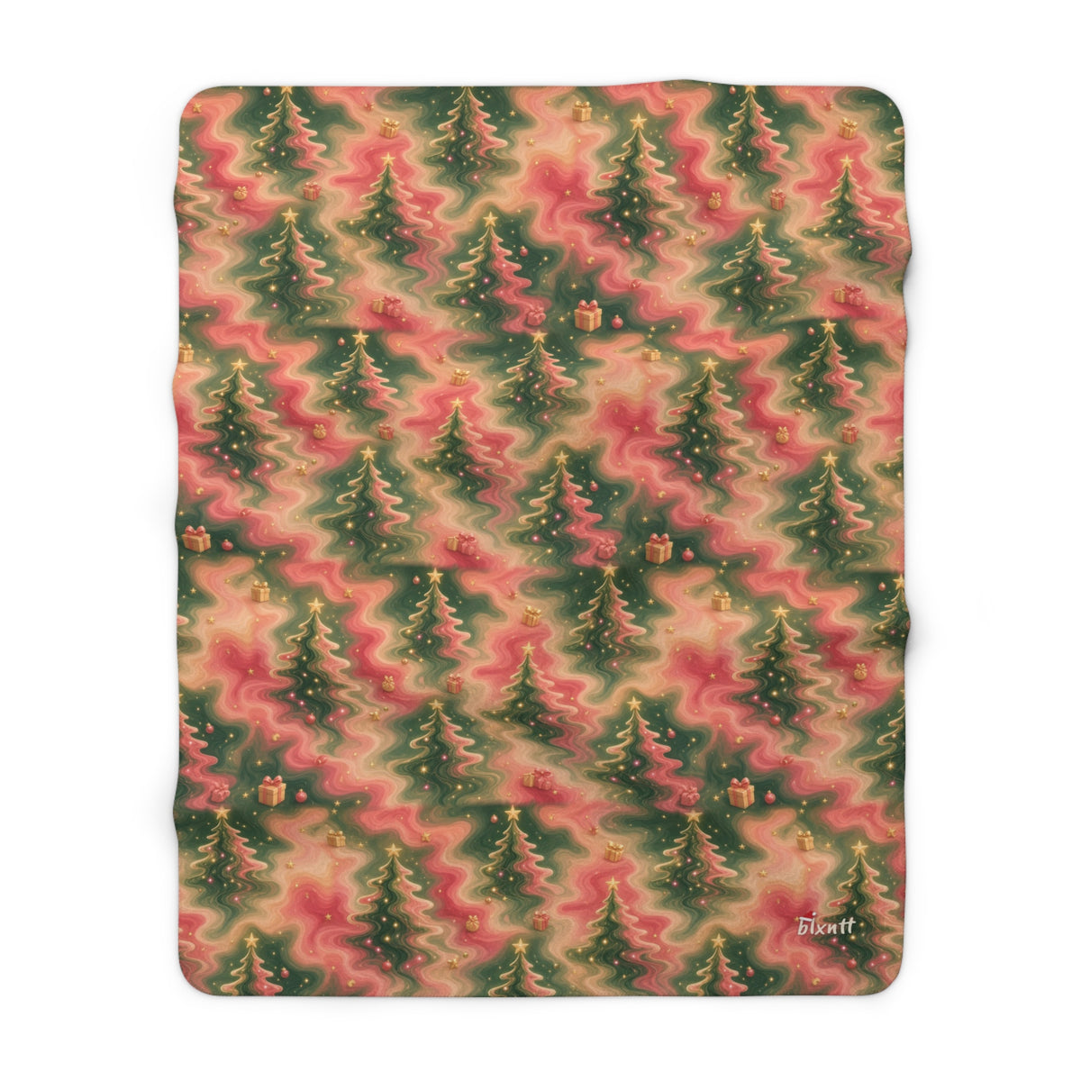Trees Trippy Christmas Sherpa Blanket