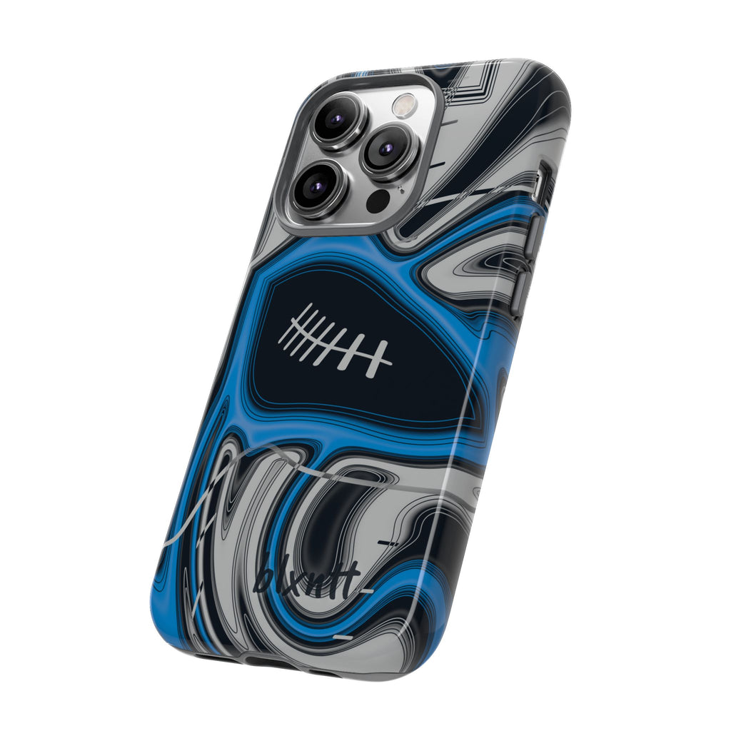 Sky Blue, Black & Silver Trippy Football Phone Case
