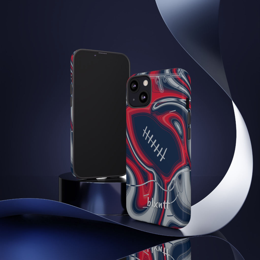 Navy, Red & Silver Trippy Football Phone Case